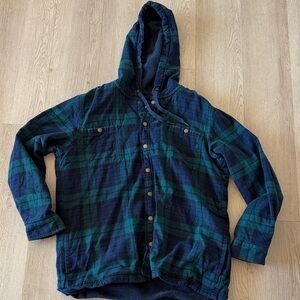 L.L. Bean Navy and Teal Plaid Shirt